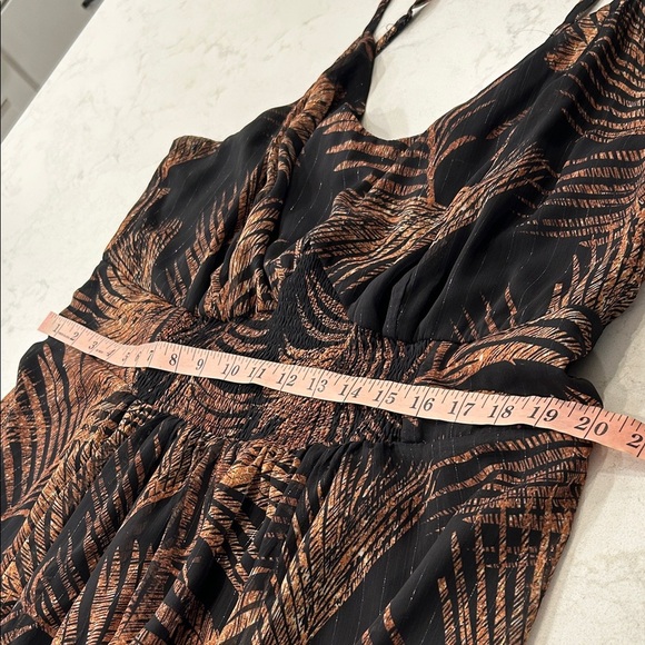 City Chic Elegant Black and Brown Leaf Print Maxi Dress XL - Picture 10 of 15